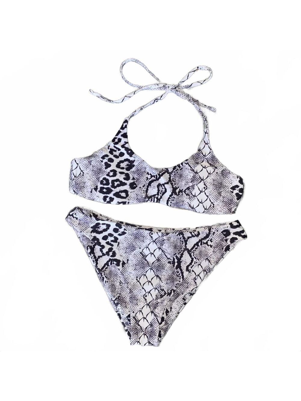 Snake Print Bikini Set Size Small Halter Two Piece Swimsuit Animal Print